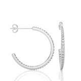 0.80 Carat Round Cut Pave Setting J Hoop Diamond Earrings