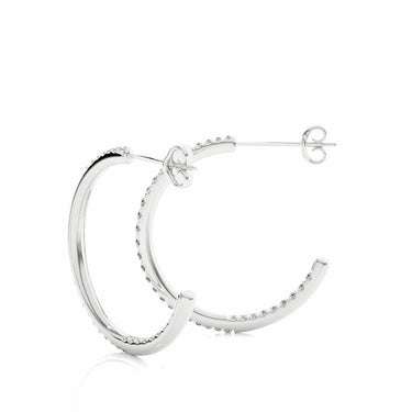 Boucles d'oreilles créoles en diamant de laboratoire taille ronde 0,80 ct pour femme en or blanc 