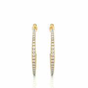 0.48 Ct Channel Setting J Hoop Diamond Earrings In White Gold For Women's 18K Yellow Gold Natural Diamond