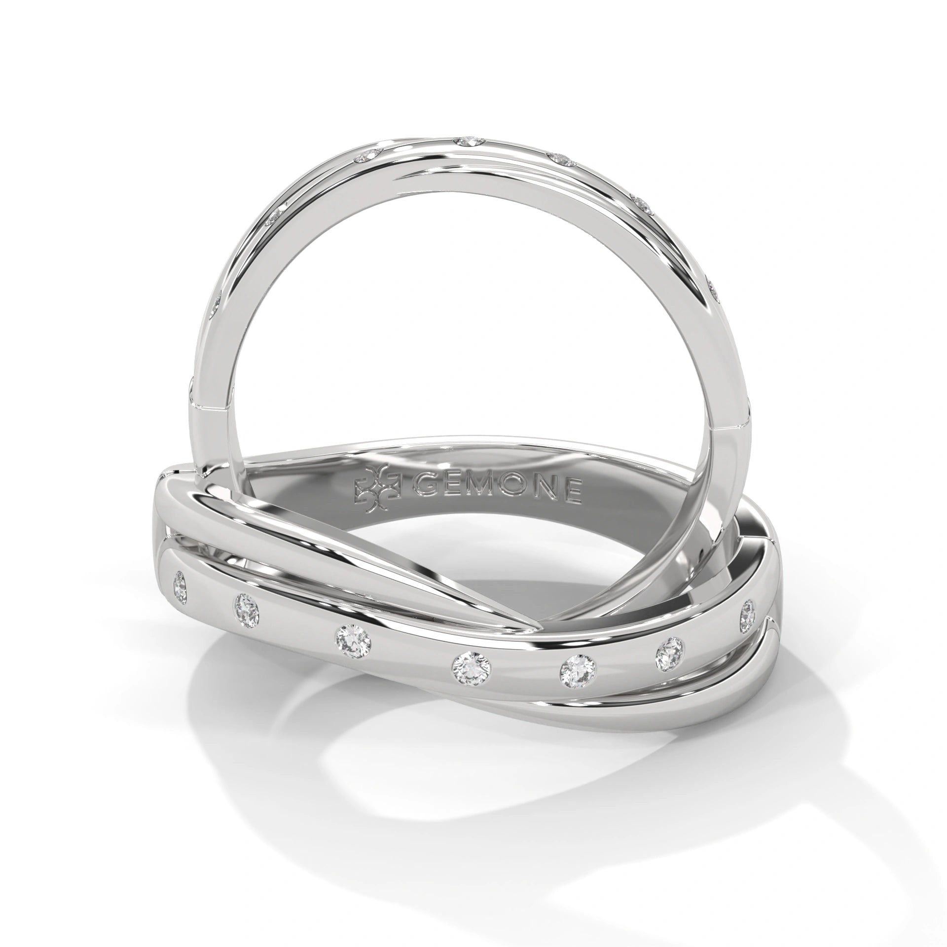 0.04 Ct Lab Diamond Women's Couple Band Set White Gold