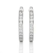 0.58 Carat Round Cut Channel Setting Diamond Hoop Earrings 950 Platinum Natural Diamond