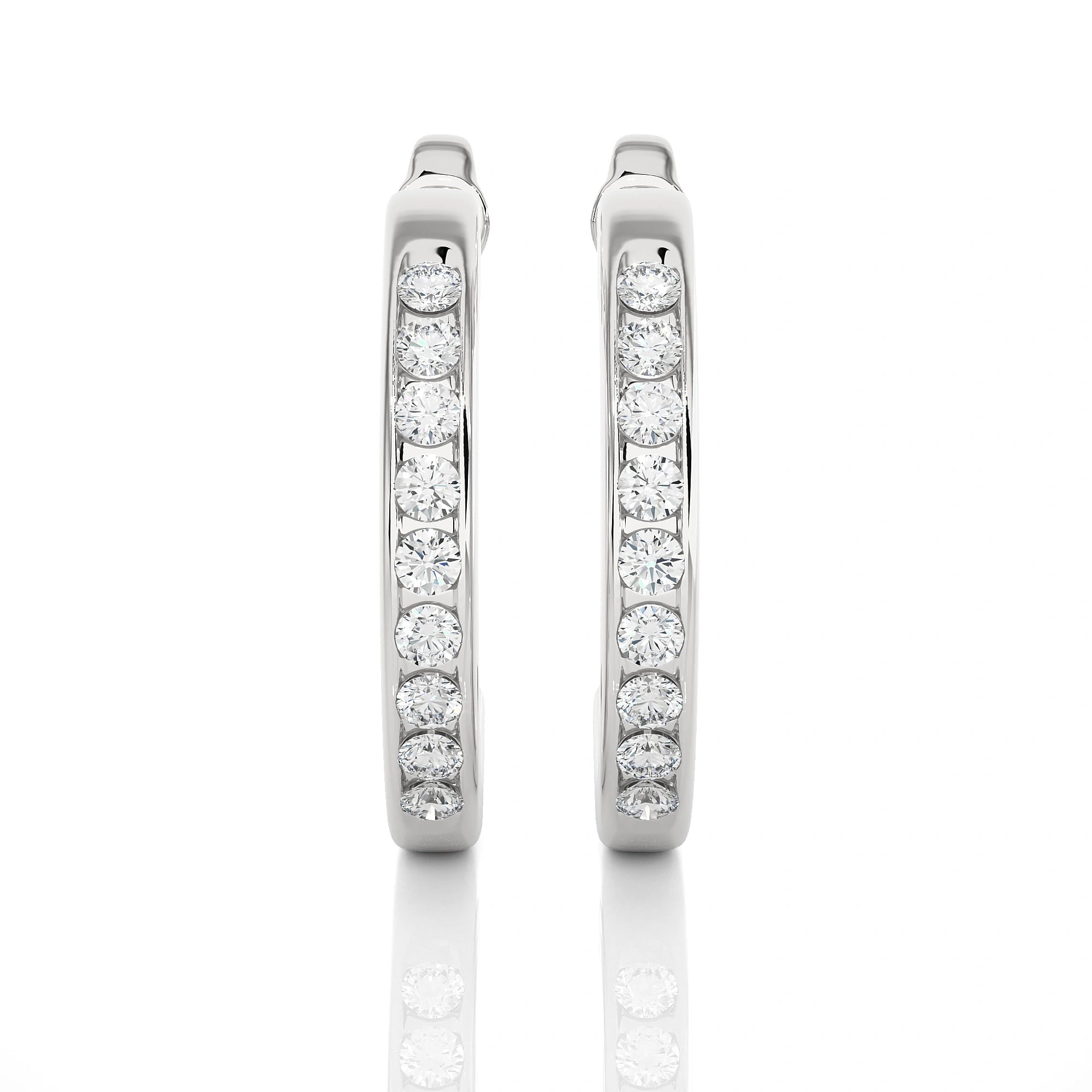 0.58 Carat Round Cut Channel Setting Diamond Hoop Earrings 950 Platinum Natural Diamond