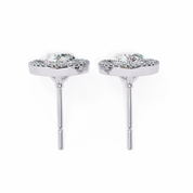 3.42 Carat Pear Diamond Halo Stud Earrings in Gold and Platinum