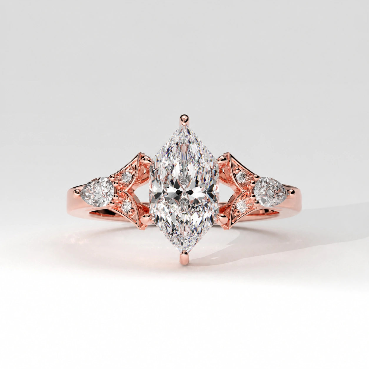 1.88 Ct Dutch Marquise Lab Diamond Vintage Ring Lab Diamond