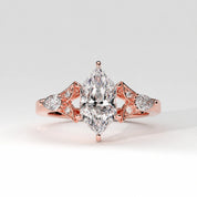 Front View Of 1.88 Ct Dutch Marquise Lab Diamond Vintage Ring