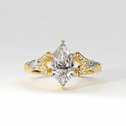 Front View Of 1.88 Ct Dutch Marquise Lab Diamond Vintage Ring