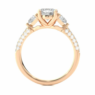 1.65 Ct Round And Tringle Prong Setting Diamond Engagement Ring In Rose Gold