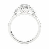 1.65 Ct Round And Trillion Cut Prong Setting Three Stone Lab Diamond Ring In White Gold