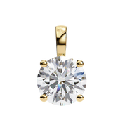 3 Ct Large Round Lab Diamond Solitaire Pendant Yellow Gold