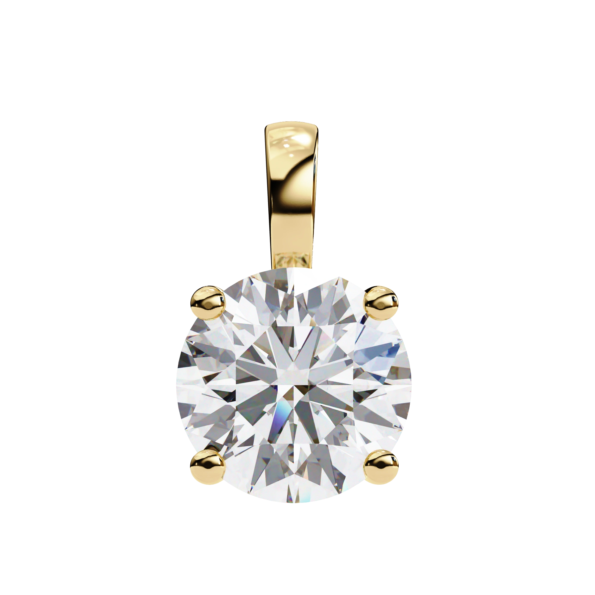3 Ct Large Round Lab Diamond Solitaire Pendant Yellow Gold