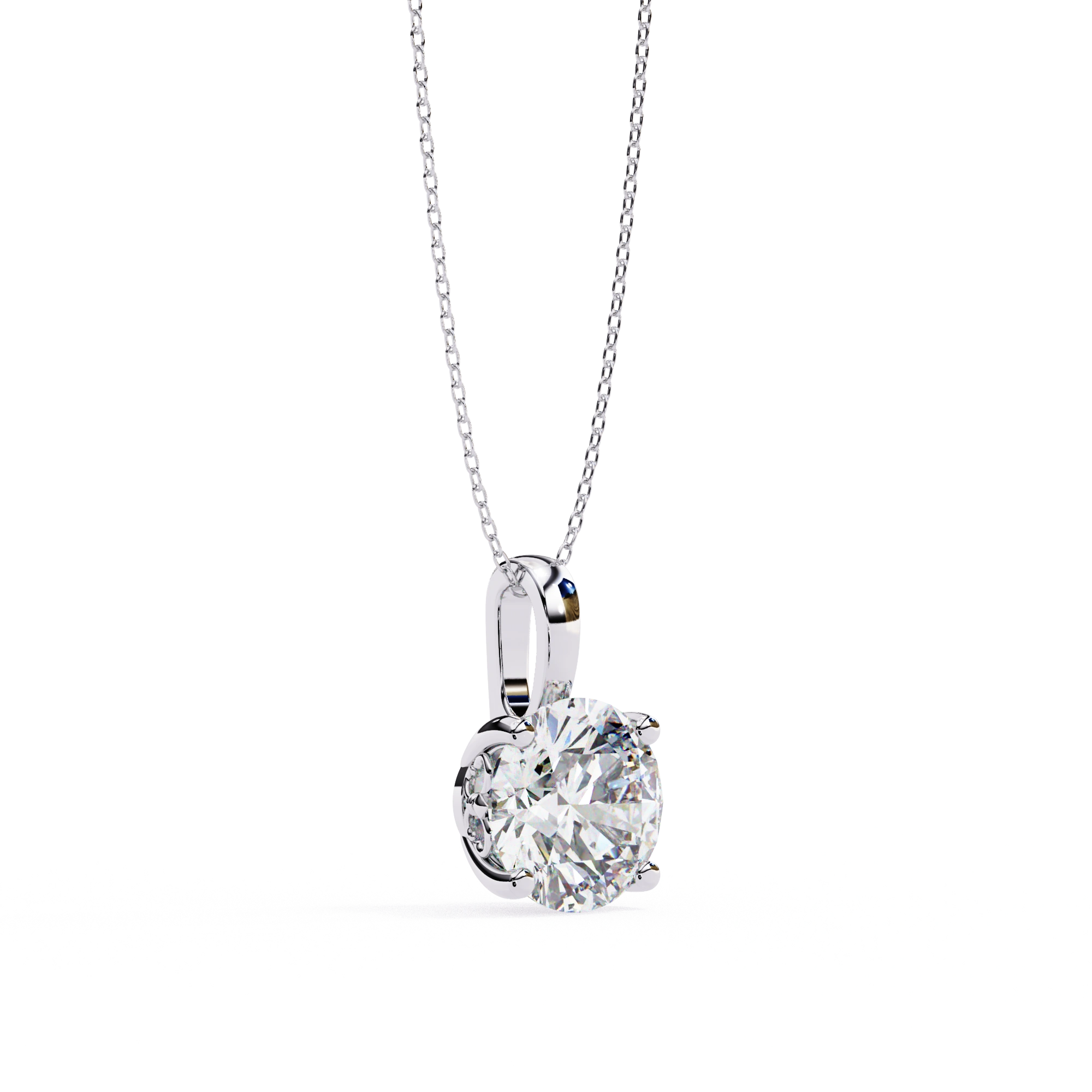 3 Ct Large Round Lab Diamond Solitaire Pendant Yellow Gold