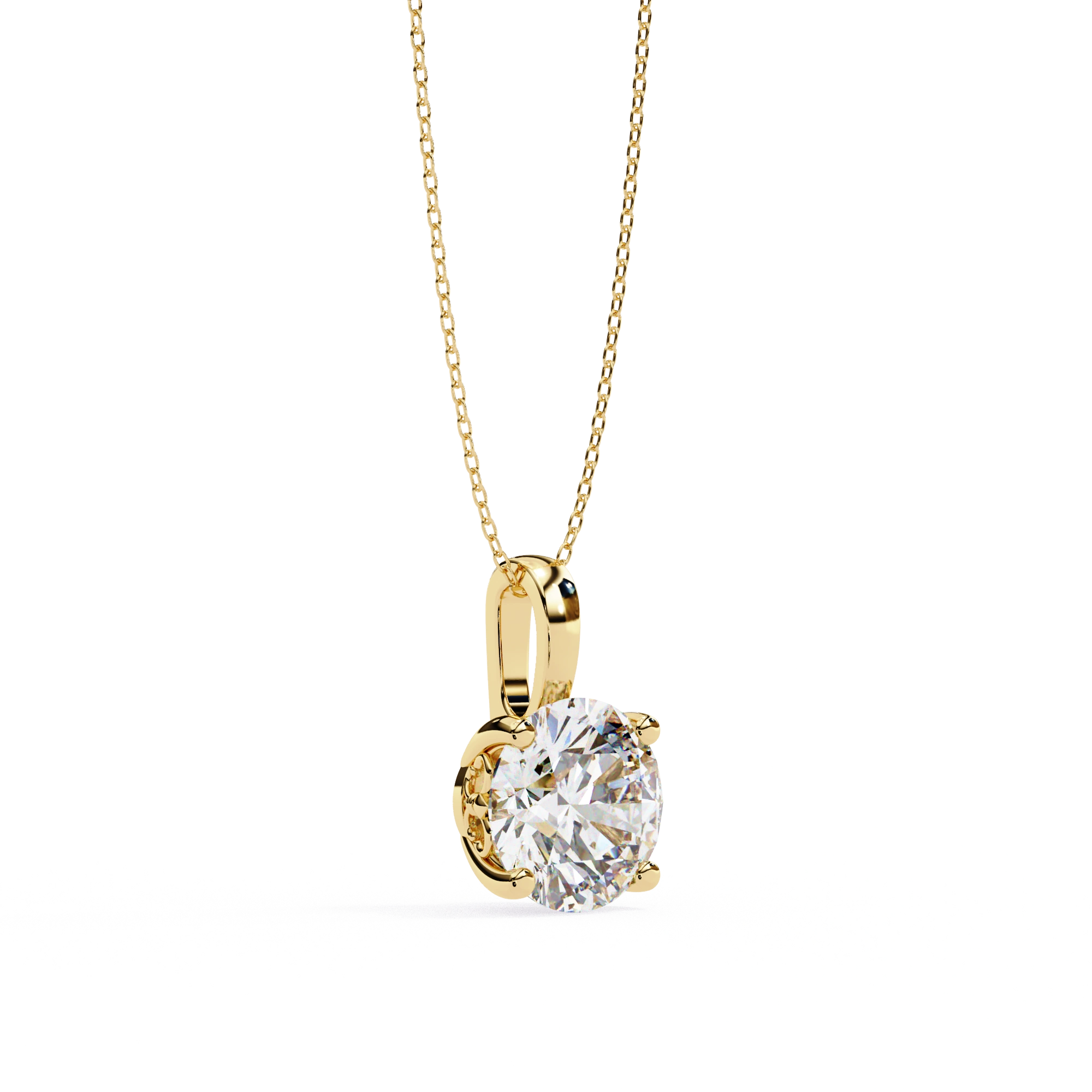 3 Ct Large Round Lab Diamond Solitaire Pendant Yellow Gold 18K Yellow Gold