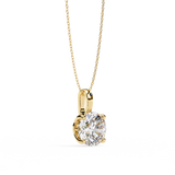3 Ct Large Round Lab Diamond Solitaire Pendant Yellow Gold