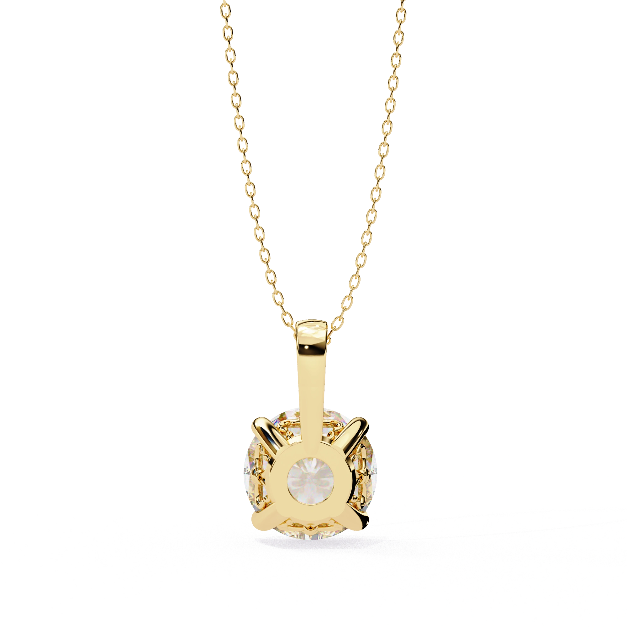 3 Ct Large Round Lab Diamond Solitaire Pendant Yellow Gold