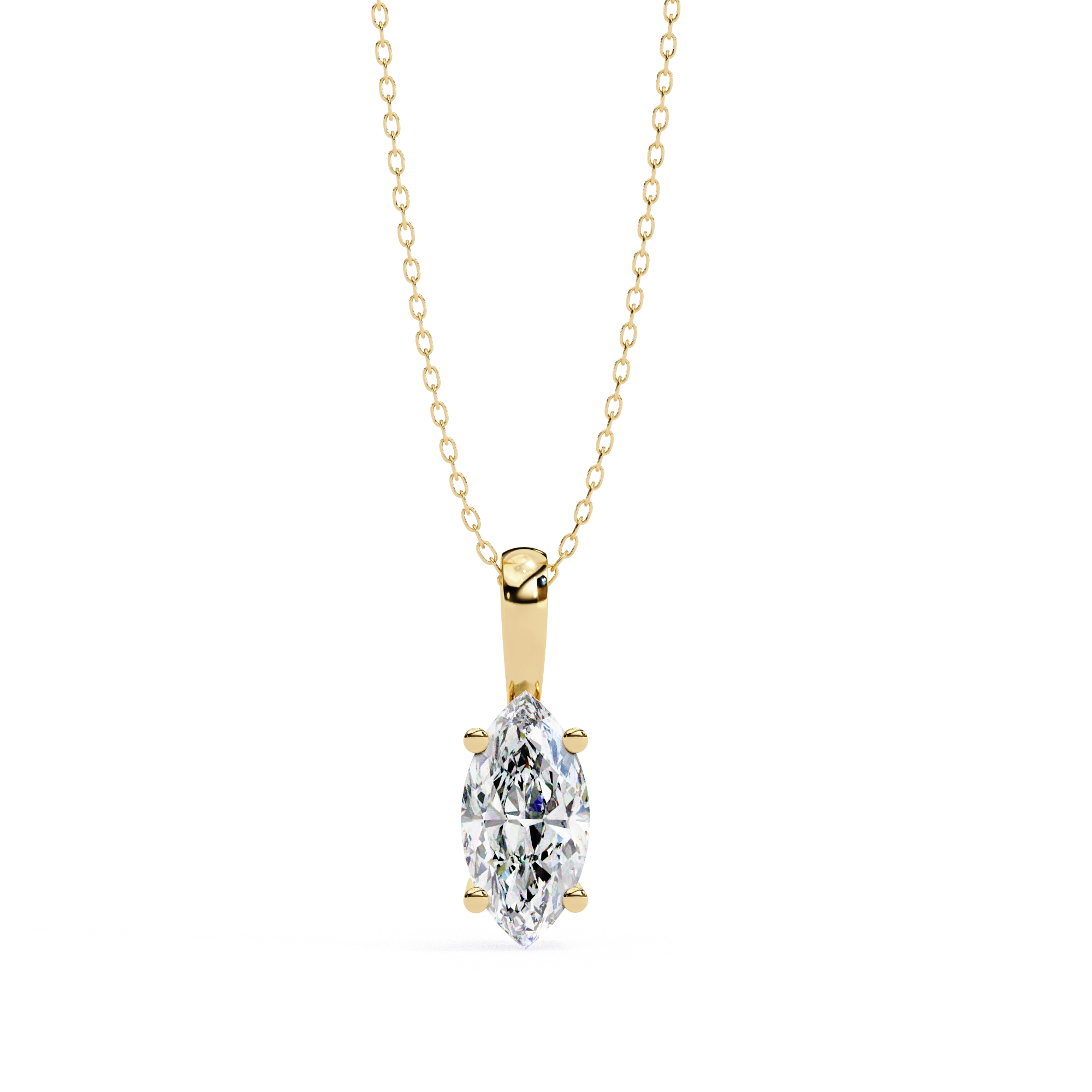1 Ct Marquise Cut Diamond Solitaire Pendant in Yellow Gold 18K Yellow Gold Natural Diamond