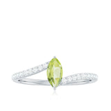 2.20 Ct Marquise Peridot Gemstone Bypass Ring in White Gold