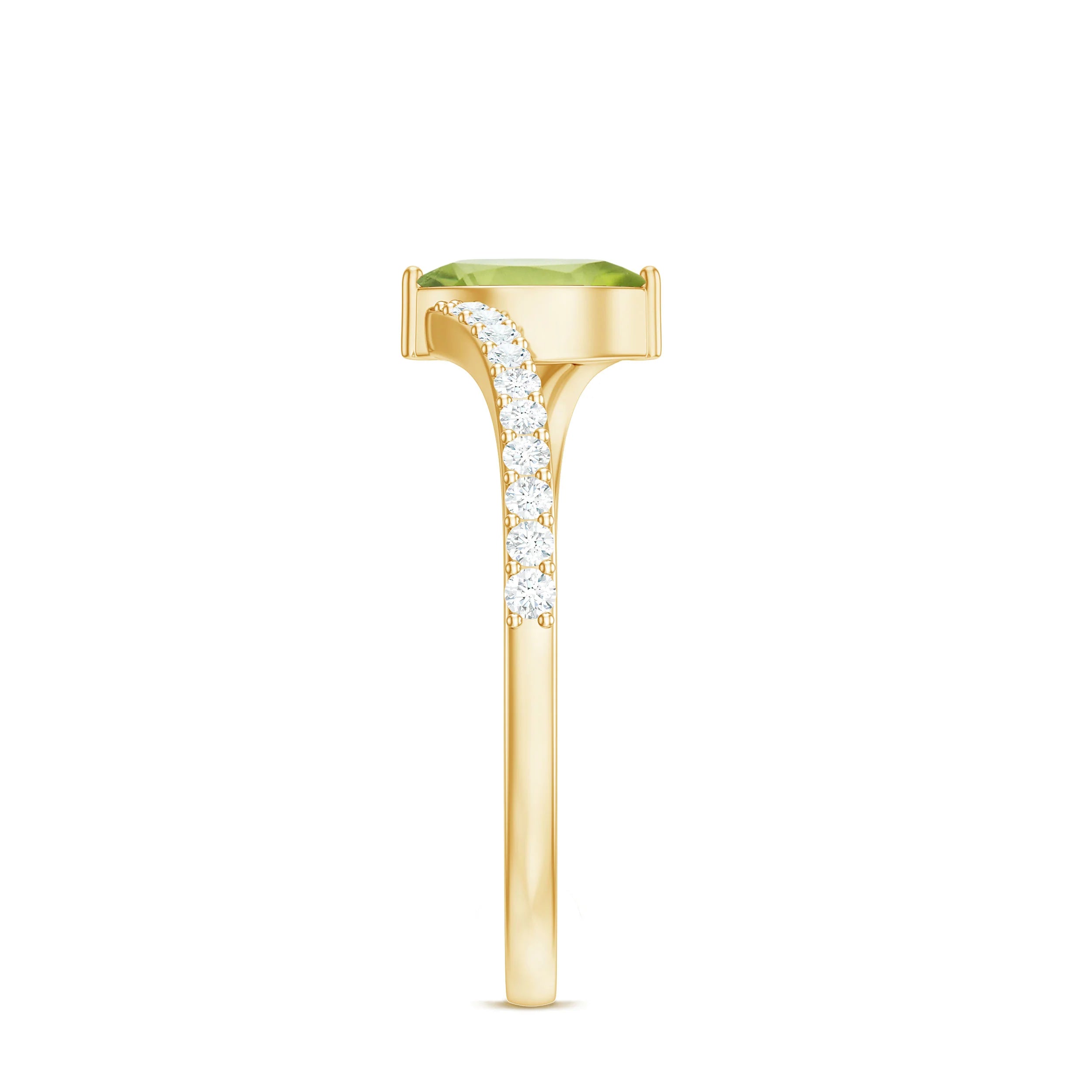 2.20 Ct Marquise Peridot Bypass Gemstone Ring in Yellow Gold