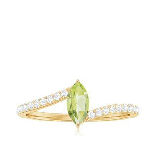 2.20 Ct Marquise Peridot Gemstone Bypass Ring in Yellow Gold