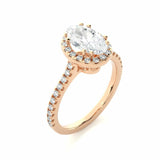 1.30 Ct Oval Cut Halo Bar Setting Diamond Engagement Ring In Rose Gold