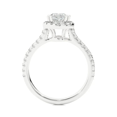 Bague de fiançailles diamant Halo Lab sertie de 4 griffes de taille ovale de 1,30 ct en or blanc 