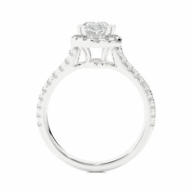 1.30 Ct Oval Cut Prong Set Lab Diamond Halo Engagement Ring In White Gold