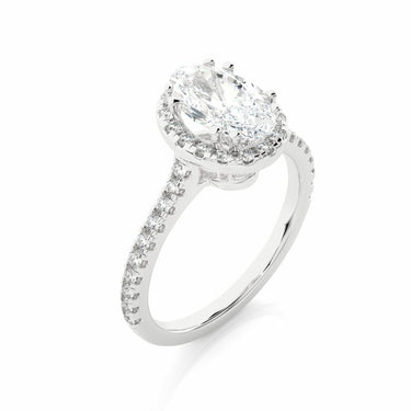 1.30 Ct Oval Cut Halo Bar Setting Diamond Engagement Ring In White Gold