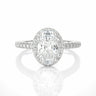 1.30 Ct Oval Cut Prong Set Lab Diamond Halo Engagement Ring In White Gold