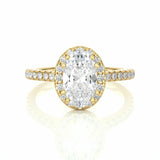 1.30 Ct Oval Cut Halo Bar Setting Diamond Engagement Ring In Yellow Gold