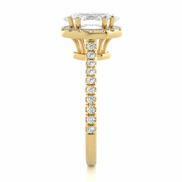 1.30 Ct Oval Cut Halo Bar Setting Diamond Engagement Ring In Yellow Gold