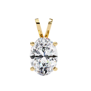 4.1 Ct Oval Lab Diamond Solitaire Pendant Double Bail Yellow Gold