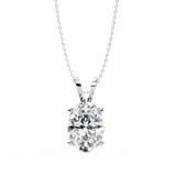 4.1 Ct Oval Lab Diamond Solitaire Pendant Double Bail Yellow Gold