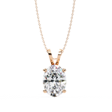 4.1 Ct Oval Lab Diamond Solitaire Pendant Double Bail Yellow Gold