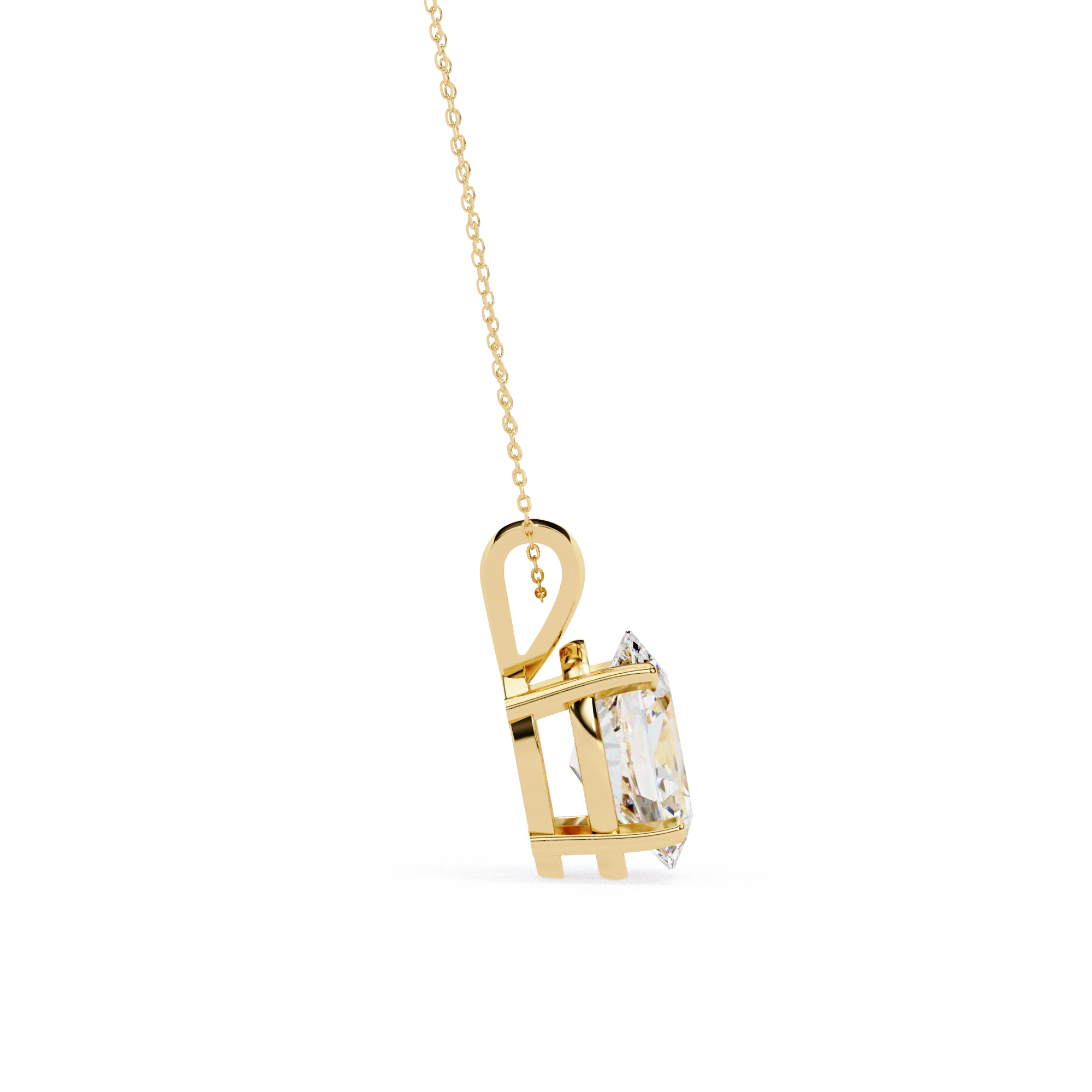 4.1 Ct Oval Lab Diamond Solitaire Pendant Double Bail Yellow Gold