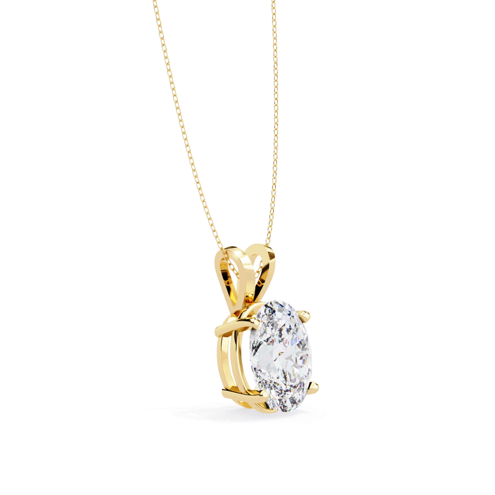 4.1 Ct Oval Lab Diamond Solitaire Pendant Double Bail Yellow Gold