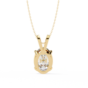 4.1 Ct Oval Lab Diamond Solitaire Pendant Double Bail Yellow Gold
