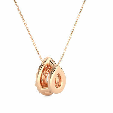 0.80 Ct Pear And Round Shaped Halo Diamond Pendant In Rose Gold