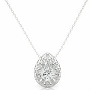 0.27 Ct Pear Shaped Halo Lab Diamond Pendant In Yellow Gold 950 Platinum Natural Diamond
