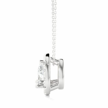 0.80 Ct Pear Shaped Prong Set Lab Diamond Halo Pendant In White Gold