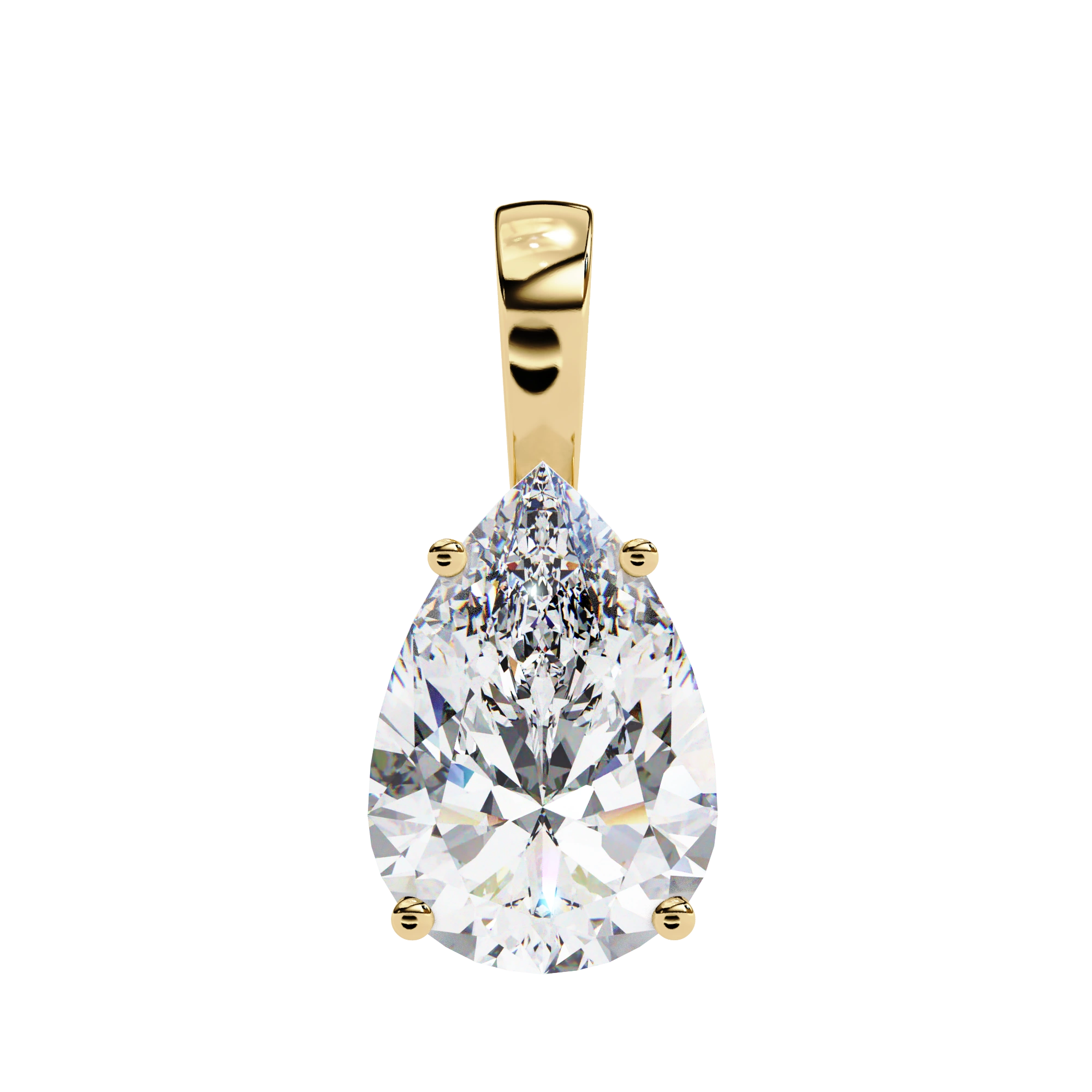 2.61 Ct Pear Shaped Diamond Solitaire Pendant in Yellow Gold