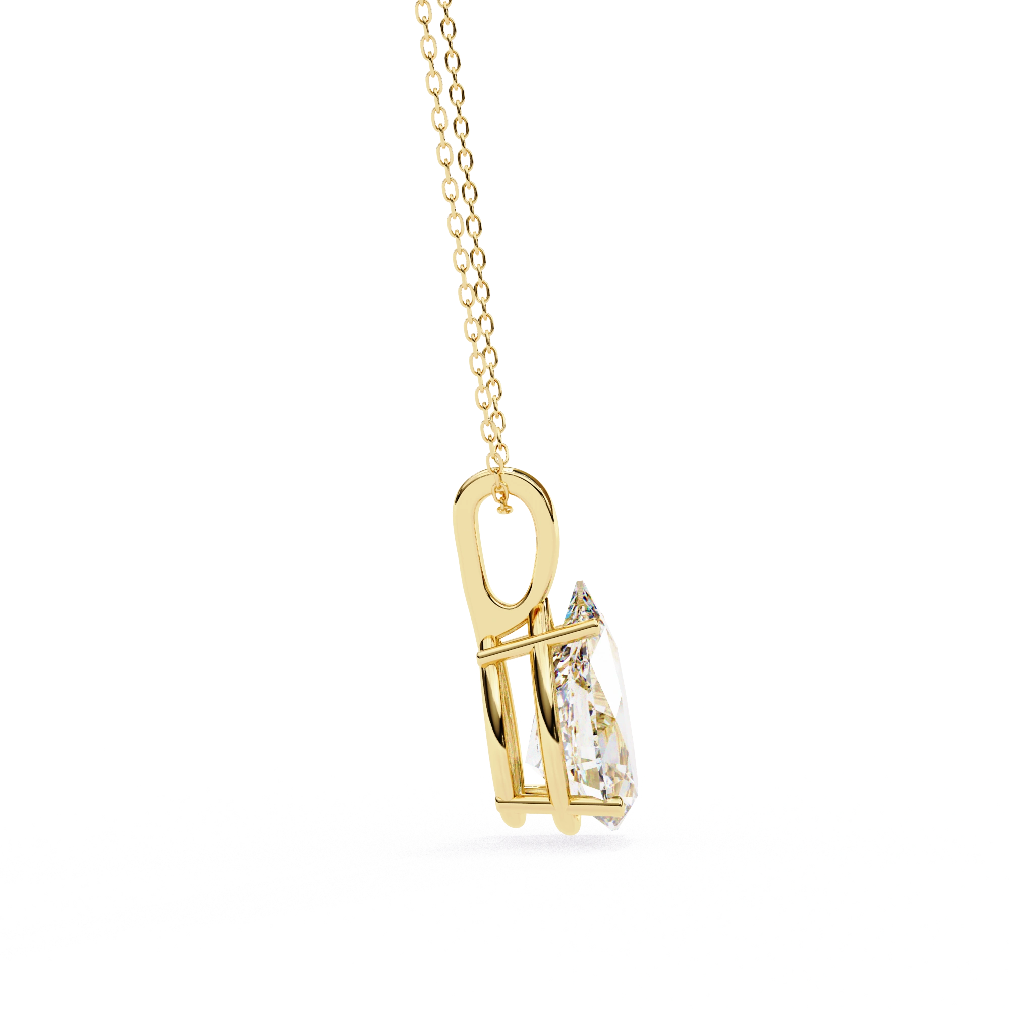 2.61 Ct Pear Shaped Diamond Solitaire Pendant in Yellow Gold