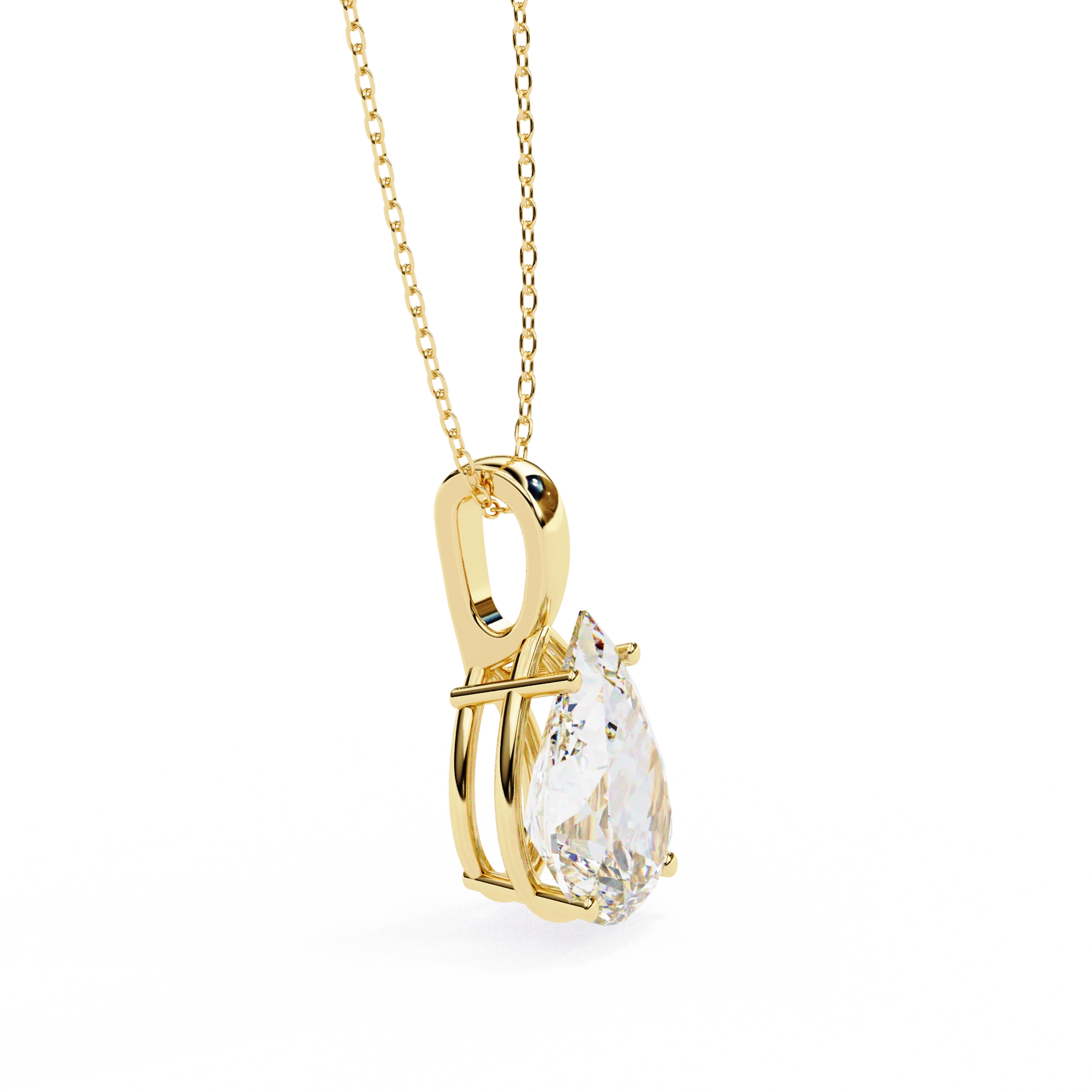 2.61 Ct Pear Shaped Diamond Solitaire Pendant in Yellow Gold