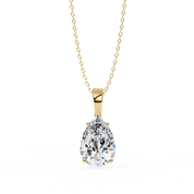 2.61 Ct Pear Shaped Diamond Solitaire Pendant in Yellow Gold Lab Diamond