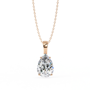 2.61 Ct Pear Shaped Diamond Solitaire Pendant in Yellow Gold Lab Diamond