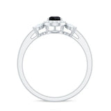 2.40 Carat Pear Cut Prong Setting Black And White Diamond Halo Ring In White Gold