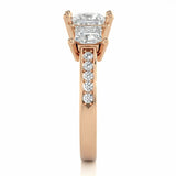 2.20 Ct Princess And Round Cut Prong Setting Diamond Ring In Rose Gold