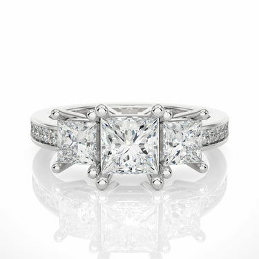 2.20 Ct Three Stone Princess Cut Diamond Ring White Gold