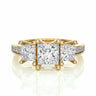 2.20 Ct Three Stone Princess Cut Diamond Ring Yellow Gold