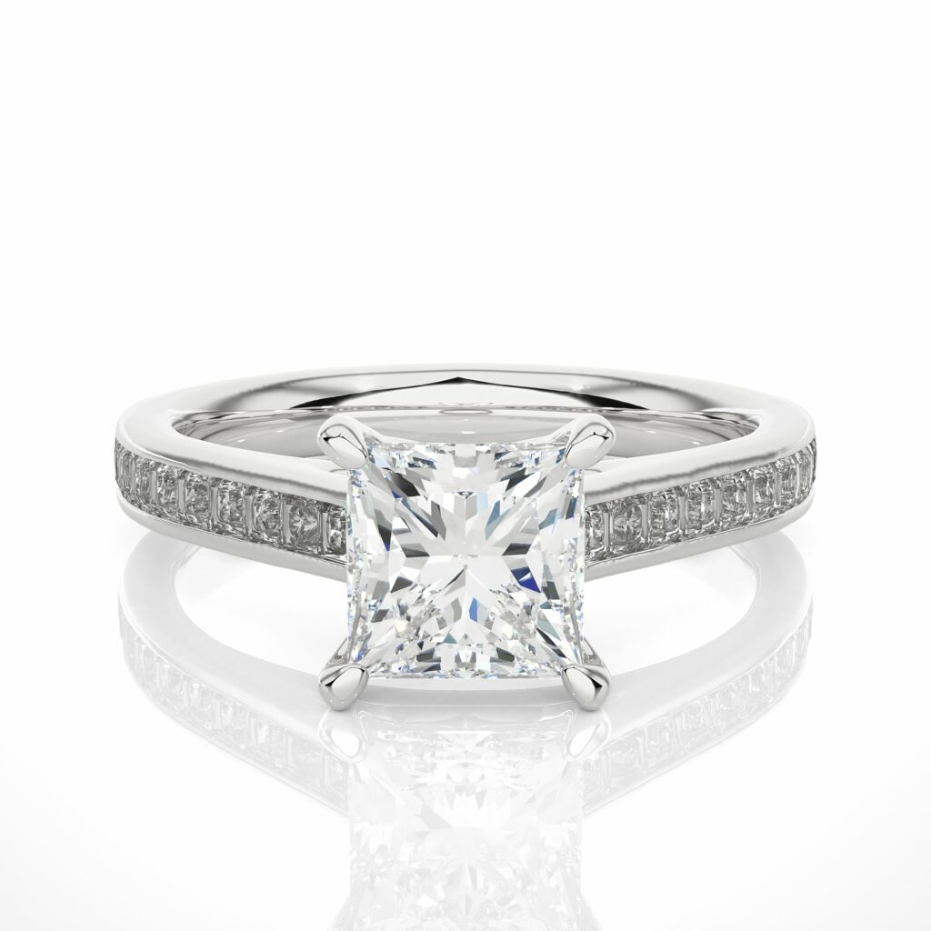 2 Carat Princess Cut Solitaire Diamond Ring White Gold