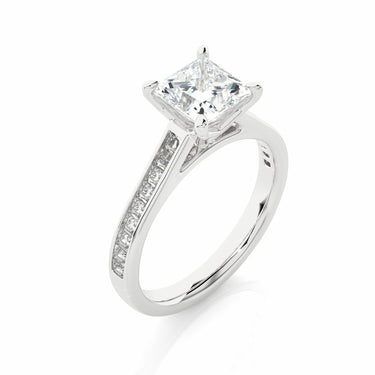 2 Ct Princess Cut 4 Prong Set Lab Diamond Solitaire Ring in White Gold