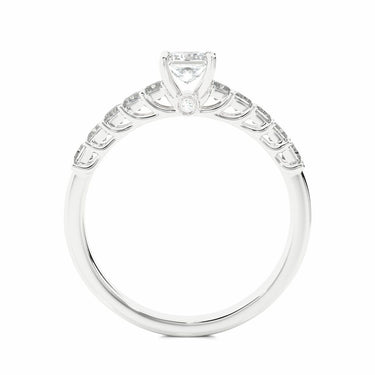 0.85 Ct Princess Cut Prong Set Lab Diamond Engagement Ring In White Gold